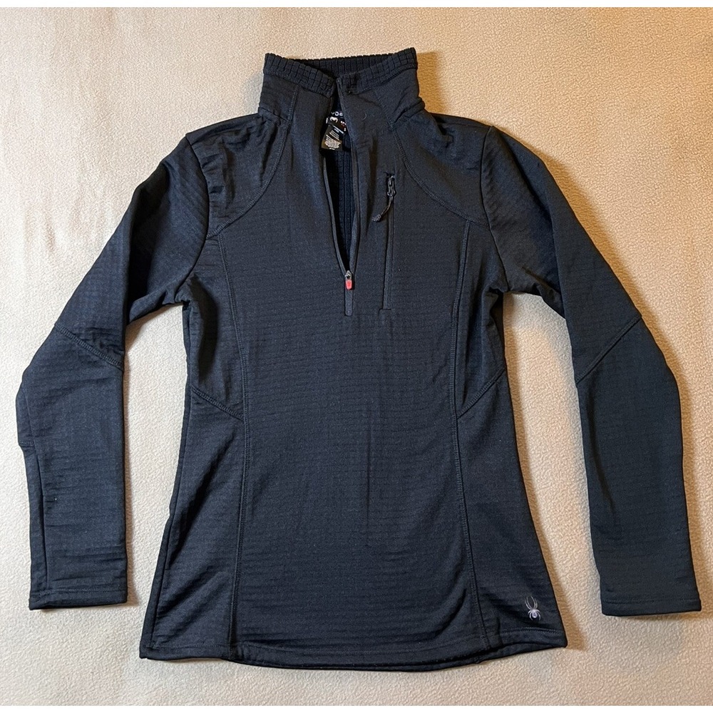 Spyder Active Black 1/4 Zip Pullover Womens Small Winter Snow Baselayer
